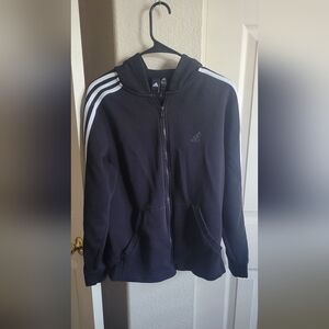 Adidas Black Hoodie with White Stripes